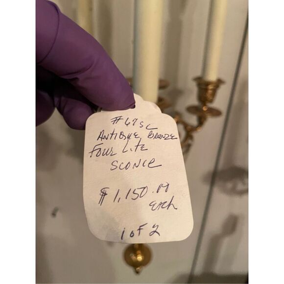 Antique Bronze  Neoclassical Style  Wall Sconse Four Light - Picture 8 of 8